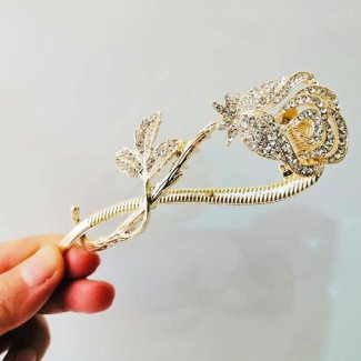 گیره چفتی فلزی گل رز نگینی