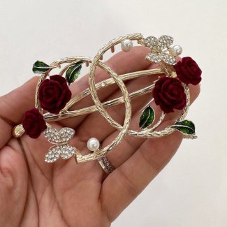 کلیپس چفتی فلزی گل رز و پروانه 