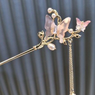 کانزاشی دو پروانه کریستالی صورتی