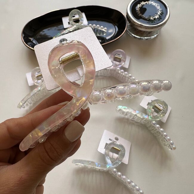 کلیپس روبانی مروارید و صدفی 11 سانتی بوفینی