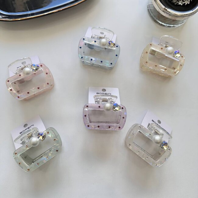 کلیپس مستطیلی 7 سانتی مرواید و قلب بوفینی