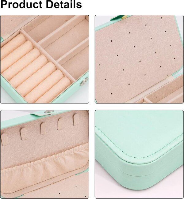 جعبه جواهرات چرمی مسافرتی مستطیلی