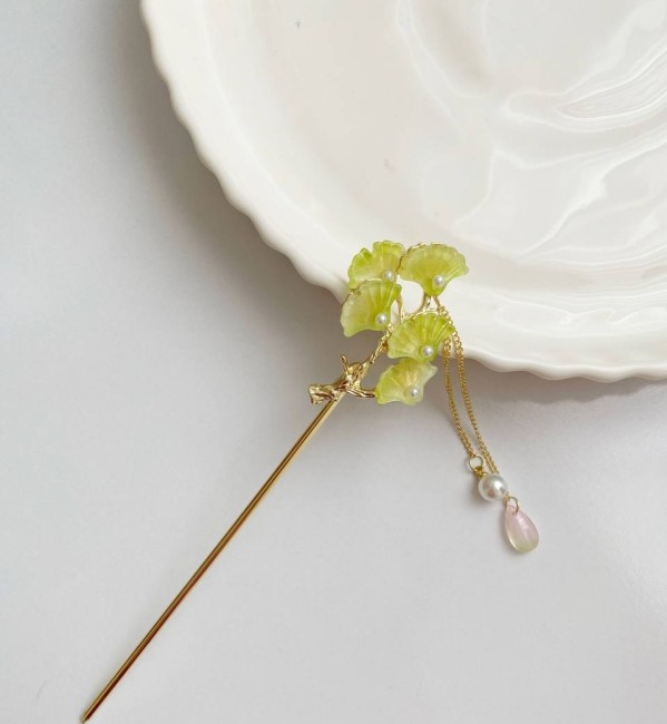 کانزاشی فلزی آویزدار گل شیپوری سبز