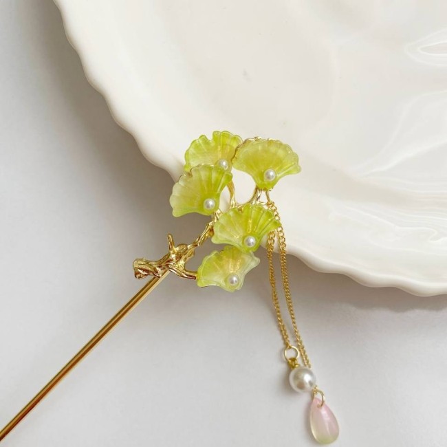 کانزاشی فلزی آویزدار گل شیپوری سبز