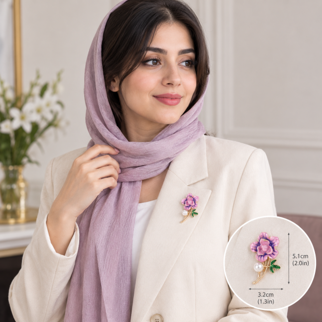 گل سینه گل آبرنگی مرواریدی