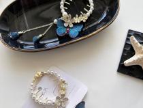 کلیپس گوجه ای مروارید و آویز پروانه گلدوزی