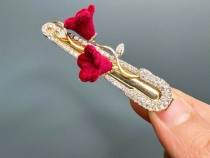 گیره مو انبری فلزی گل رز