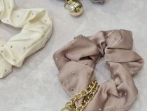 کش اسکرانچی ساتن نگین دار آویز دار